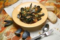 Mussels and Sausage, a Don Curtiss Signature Dish